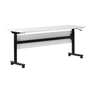 Palmer Commercial Grade 24 in. Rectangular White Top/Black Frame Composite Heavy-Duty Nesting Flip Training Table Desk