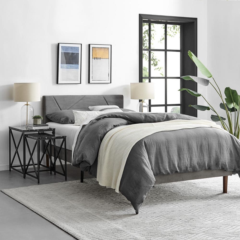 Modern Faux Marble and Black Metal Nesting End Table Set