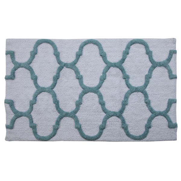 Saffron Fabs Regency 36 x 24 Non-Skid Cotton Bath Rug - White