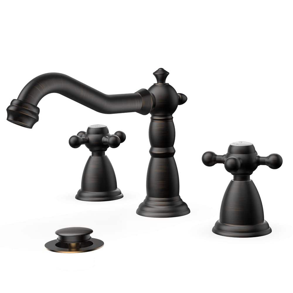 8 in. Widespread Double Handle Bathroom Faucet with Drain Kit Included in O