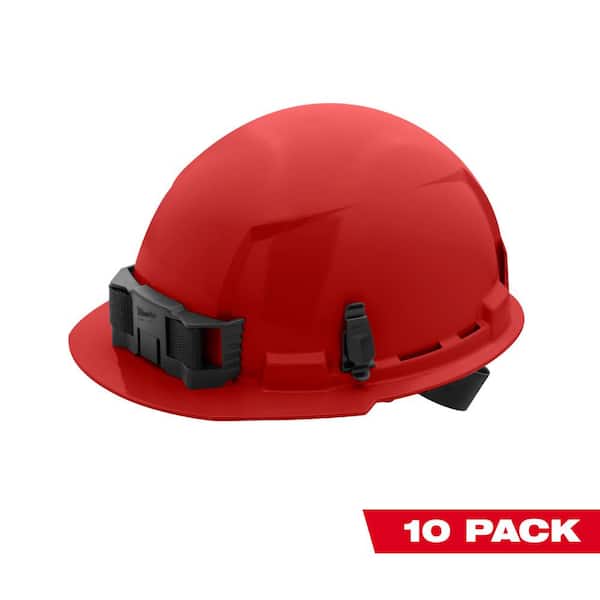 BOLT Red Type 1 Class E Front Brim Non-Vented Hard Hat with 4 Point Ratcheting Suspension (10-Pack)