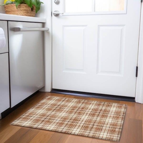 Mayfield Premium Machine Washable Abstract AMF993 Paprika 2 ft. x 3 ft. Area Rug