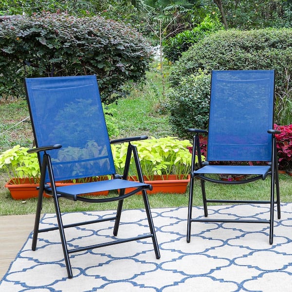 Phi Villa Blue Metal Outdoor Patio, Vintage Metal Sling Chair