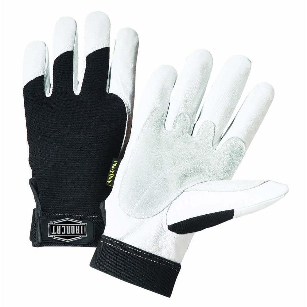 Ironcat Large Heavy Duty Grain Goatskin Gloves with Spandex Back