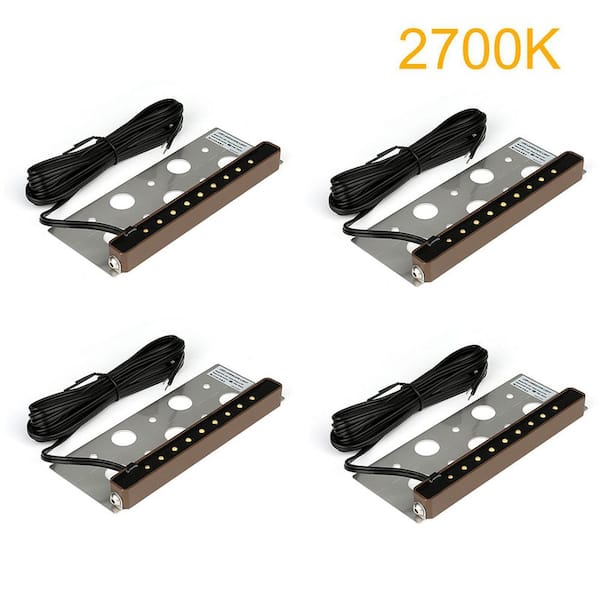 Nersunda Low Voltage Brown Hardwired Integrated LED Weather Resistant Fence Path Light (4-Pack)