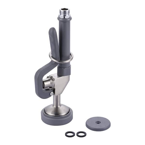 7/8-20UNEF Pre Rinse Sprayer with Brushed Nickel and Gray Handle Rubber Nozzles for Commercial Sink Faucet