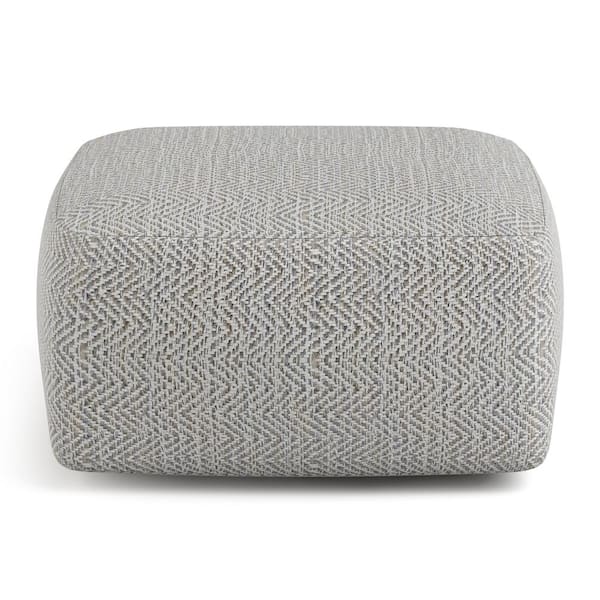 Simpli Home Nate Boho Square Pouf in Patterned Grey Melange Cotton  AXCPF-11-G - The Home Depot