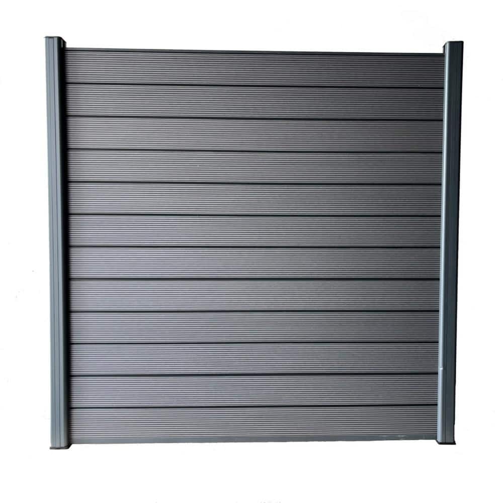 Complete Kit 6 ft. x 6 ft. Gray WPC Composite Fence Panel w/Pronged Holders