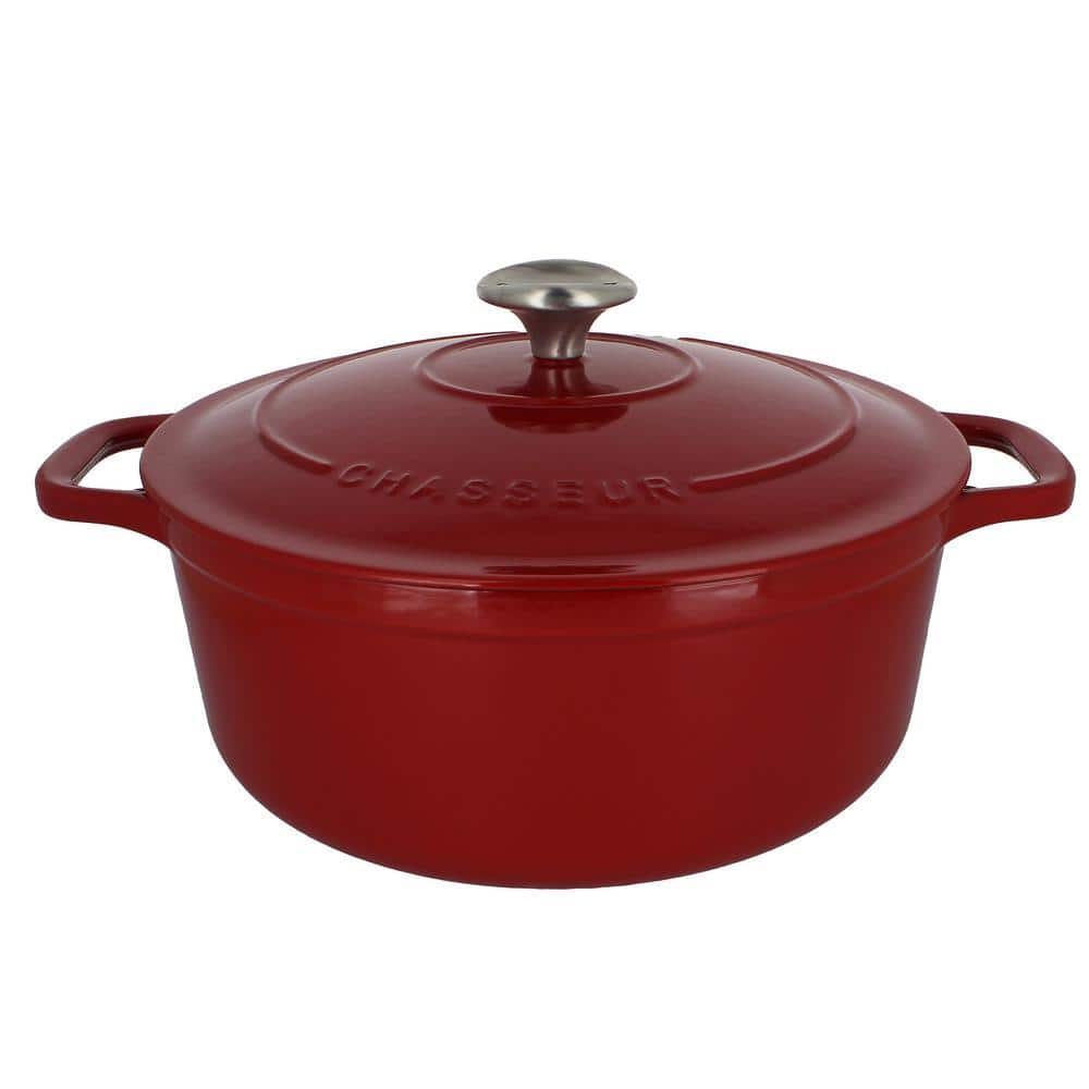 Chasseur French Enameled 5.5 qt. Round Cast Iron Dutch Oven in Red