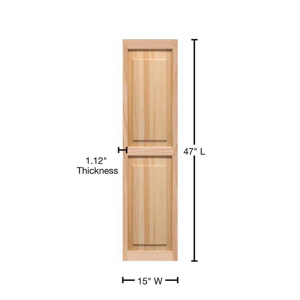 47" White Pine Raised Panel Exterior Window Shutters