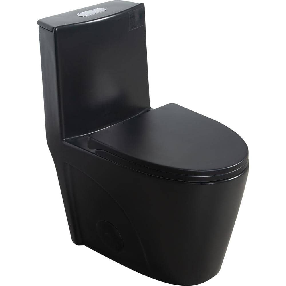 12 in. 1-Piece 1.1/1.6 GPF Dual-Flush Water-Saving Elongated Toilet in Matt
