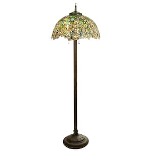 Annika 65 in. Antique Bronze Tiffany-Style Laburnum Stained Glass Floor Lamp
