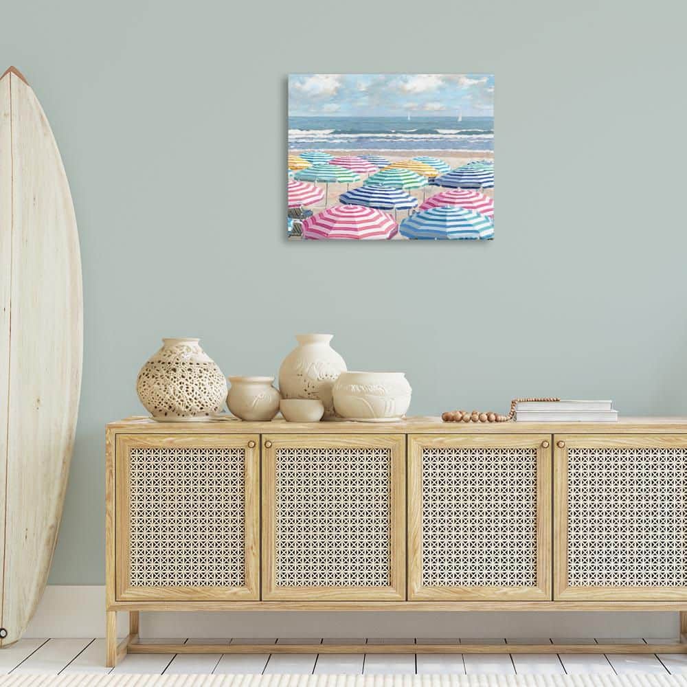 Shore with Bright Umbrellas by Amber Sterling Unframed Nature Graphic Art Print 24 in. x 30 in. price history on PriceWatchPro