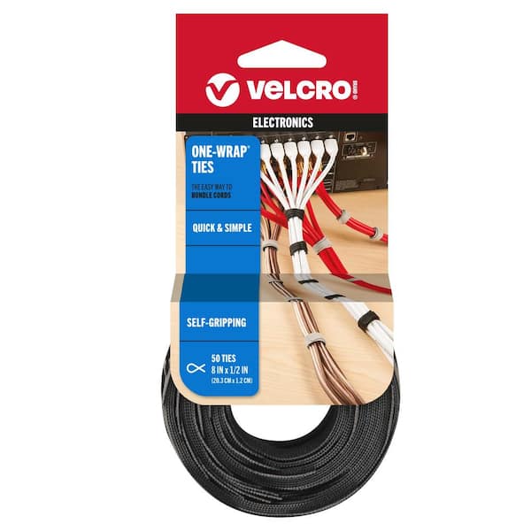 VELCRO 8 in. x 1/2 in. Reusable Ties (50-Pack)