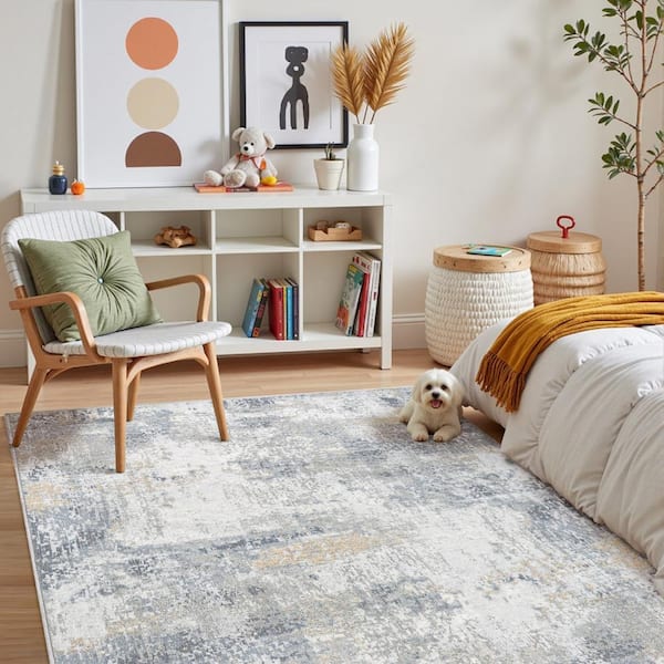 Claude Blue 5 ft. x 7 ft. Modern Abstract Area Rug
