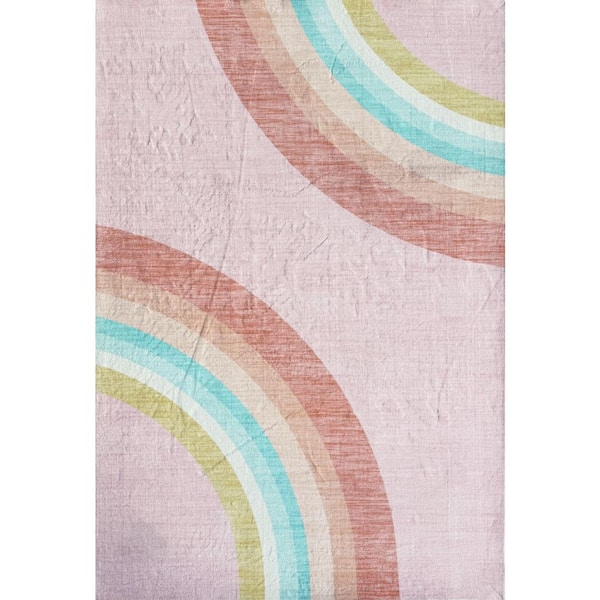 Solara Blush Arc 5 ft. x 8 ft. Non-Toxic, Child and Pet Safe - Indoor Area Rug for Kids, Pink.