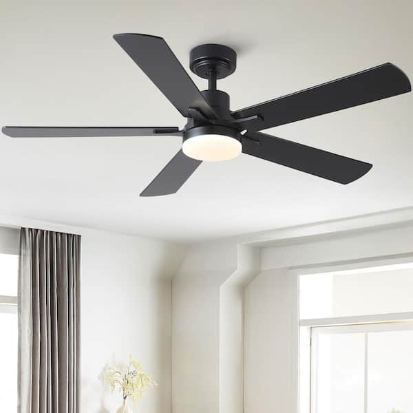 Kaleido 52 in. Indoor Matte Black 3-Colors Integrated LED Ceiling Fan with Light and Remote Control