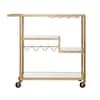 Allyon Champagne Gold Bar Cart with Wine Glass Storage