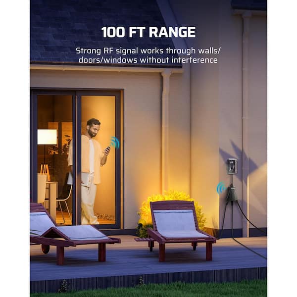 Outdoor Wireless Remote Control Outlet with 3 Grounded Outlets for String Lights