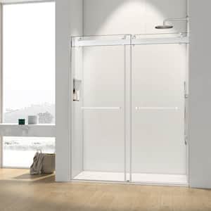 72 in. W x 76 in. H Double Sliding Frameless Shower Door/Enclosure in Chrome Finish with Clear Glass