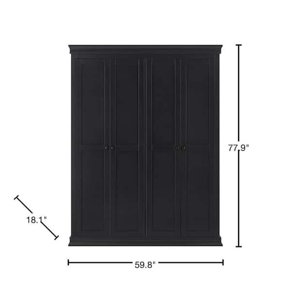 Mansell Black Wood Accent Storage Cabinet (78" H x 60" W)