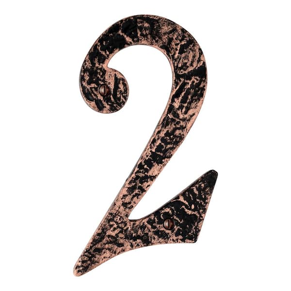 Mascot Hardware Hammered 6 in. Antique Copper House Number 2