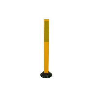 36 in. Yellow Delineator Post and Base with 3 in. x 12 in. High-Intensity Strip