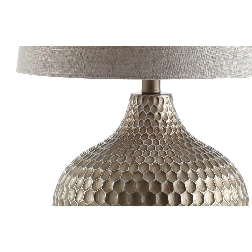 Bates 22" Antique Brown Resin Honeycomb Table Lamp with Cotton Shade