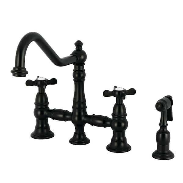 Essex 2-Handle Bridge Kitchen Faucet in Matte Black