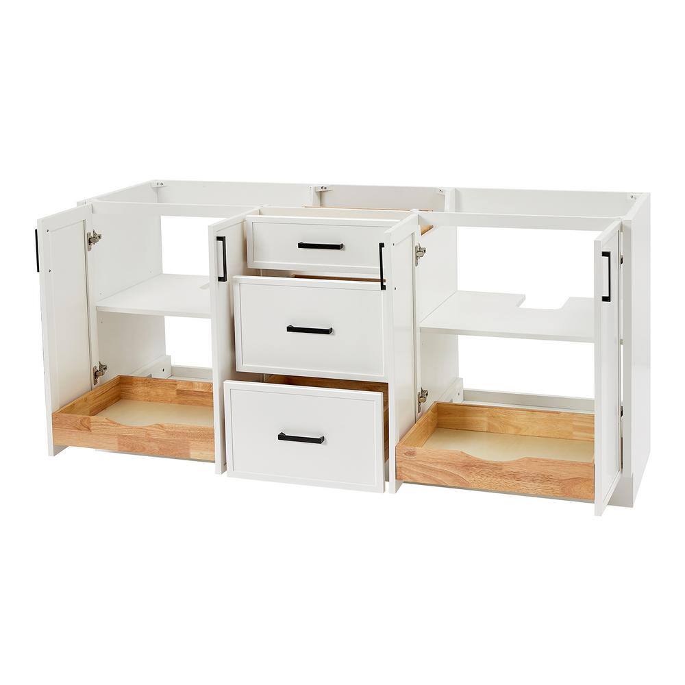 Kelly 72" White Double Freestanding Bathroom Vanity