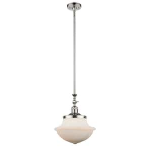 Oxford 100-Watt 1-Light Polished Nickel Shaded Mini Pendant Light with Frosted Glass Shade