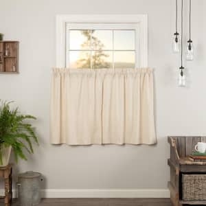 Simple Life Flax 36 in. W x 36 in. L Light Filtering Tier Window Panel in Natural Creme Pair