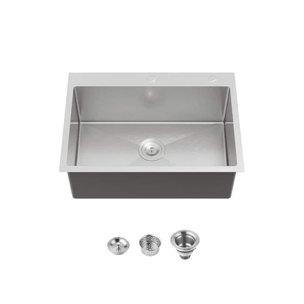 16 Gauge Dark Gray Stainless Steel 27 in. x 19 in. Drop-In Bar Sink with Drain and Hook price history on PriceWatchPro