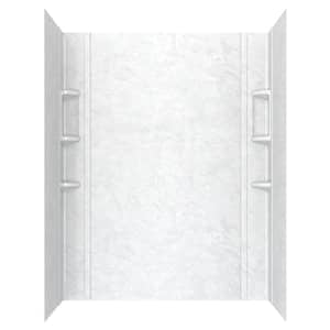 Ovation 32 in. x 60 in. x 72 in. 5-Piece Glue-Up Alcove Shower Wall Set in White Marble