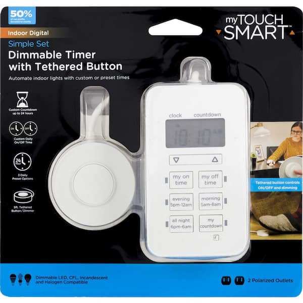 myTouchSmart Indoor Plug-In Simple Set Digital Bar Timer, White