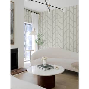 Harlow Champagne White Curved Contours Wallpaper Sample