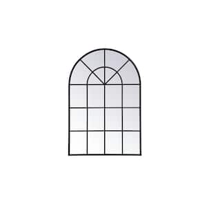 Timeless Home 36.25 in. W x 53.13 in. H x Midcentury Modern Windowpane Metal Window Black Mirror