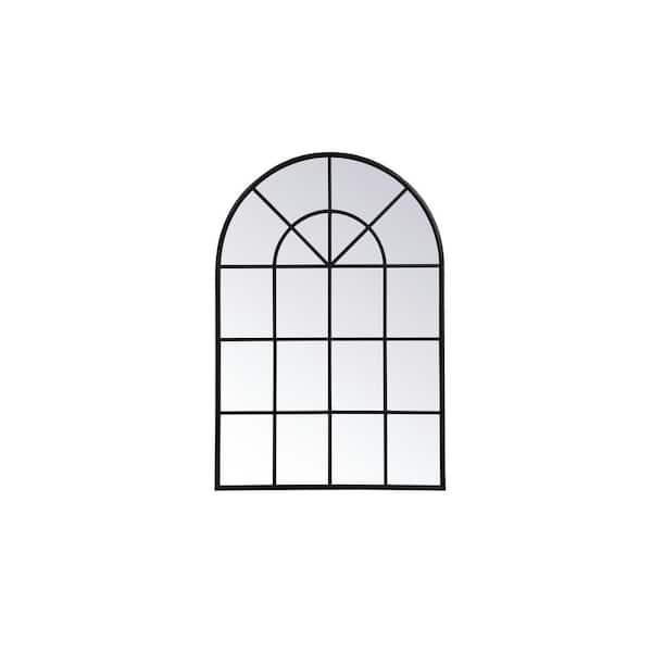 Unbranded Timeless Home 36.25 in. W x 53.13 in. H x Midcentury Modern Windowpane Metal Window Black Mirror