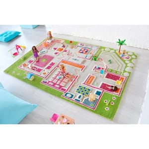 Playhouse Green 3D 3 ft. x 5 ft. 3D Soft and Cozy Non-Toxic Polypropylene Play Area Rug for Kids Bedroom or Playroom