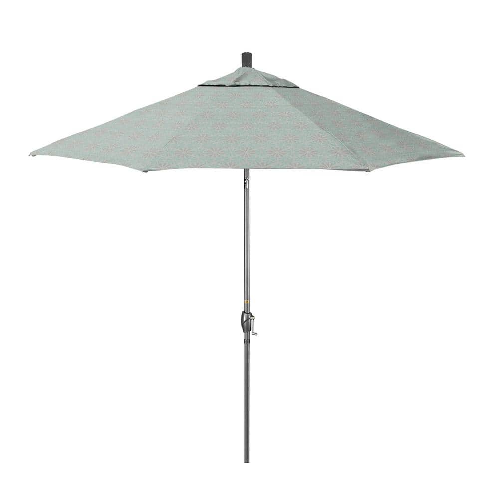 9 ft. Grey Aluminum Market Patio Umbrella with Crank Lift and Push-Button Tilt in Spiro Capri Pacifica Premium price history on PriceWatchPro
