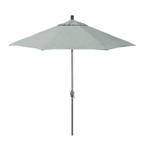 9 ft. Grey Aluminum Market Patio Umbrella with Crank Lift and Push-Button Tilt in Spiro Capri Pacifica Premium