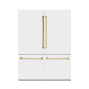 Autograph Edition 60 in. 4-Door French Door Refrigerator w/ Ice & Water Dispenser in White Matte & Polished Gold