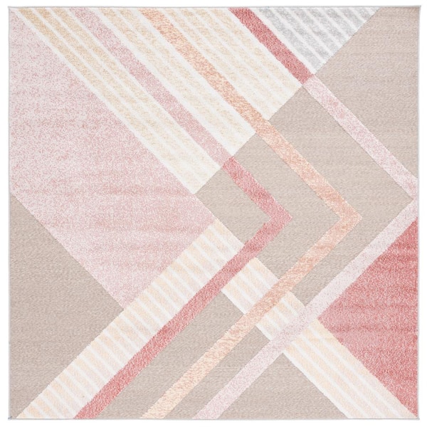 Sarasota Pink/Brown 7 ft. x 7 ft. Trellis Square Area Rug