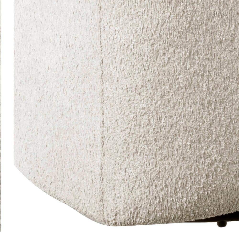 Cream Microfiber Barrel Swivel Accent Chair with Wood Base