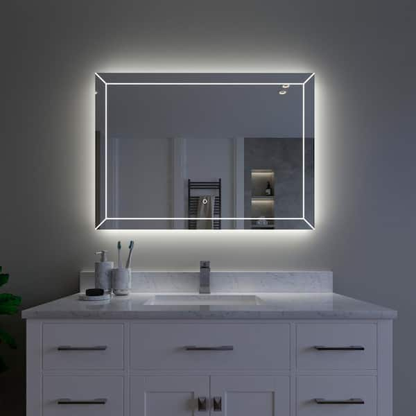 Ancerre Designs Immersion LED Frameless Mirror with Bluetooth, Defogger and Digital Display, 48 in. x 40 in.