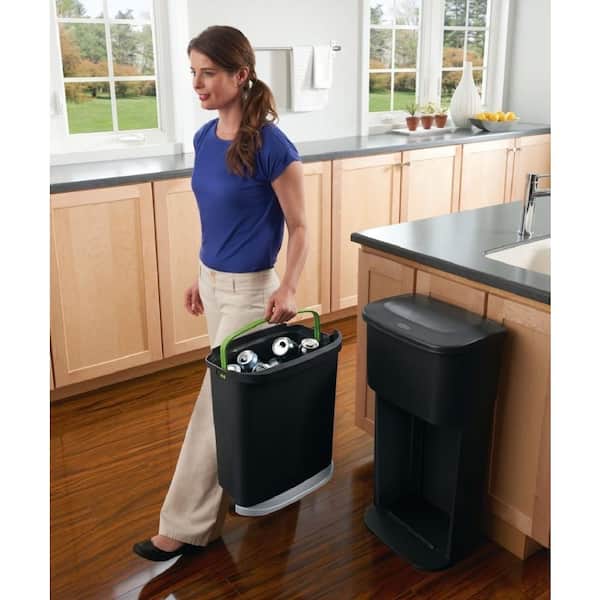 Recycling Bin Trash Can Indoor 2 In 1 Garbage Waste Kitchen Sorting Rubbermaid 