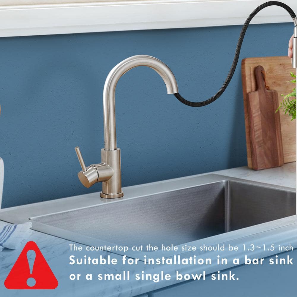 Brushed Nickel Single Handle Pull-Out Spray Kitchen Faucet