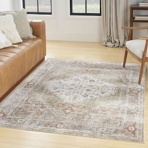 Astra Machine Washable Sage Multi 5 ft. x 7 ft. Distressed Traditional Area Rug