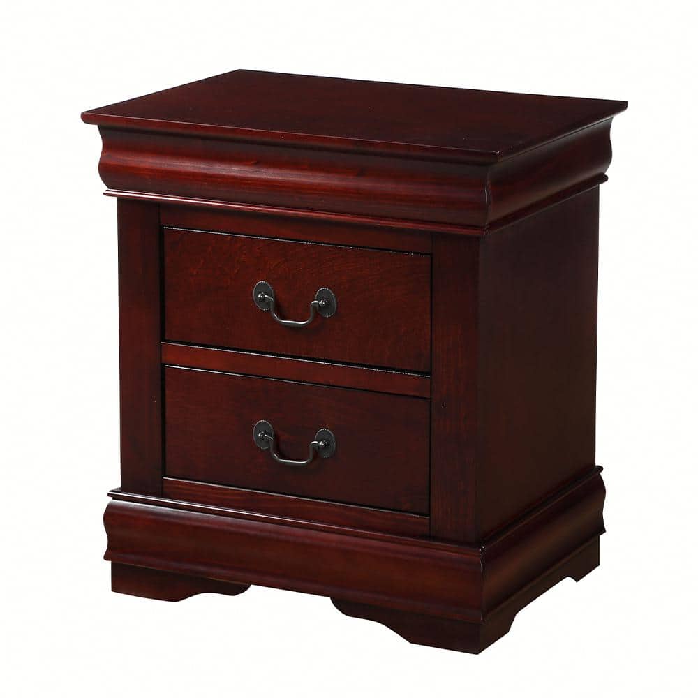 Elegant Cherry Wood Nightstand with Brush Nickel Accents