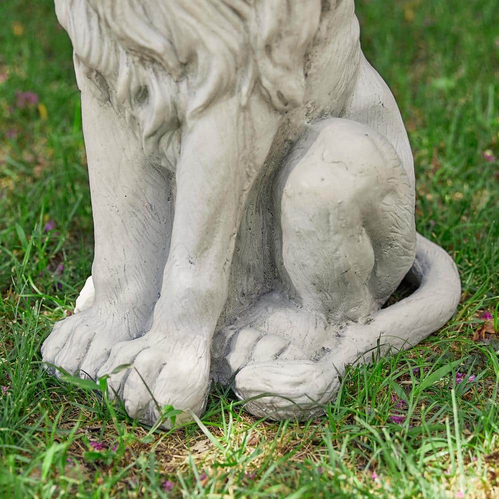 27.75" White Faux Stone Guardian Lion Garden Statue